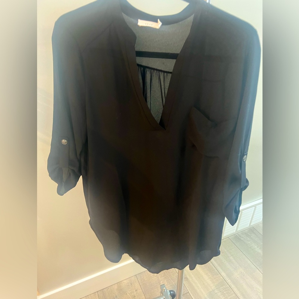 Lush, Medium, Sheer tunic, black